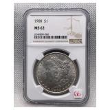 1900 MORGAN SILVER DOLLAR NGC MS62