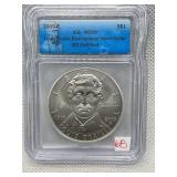 LOUIS BRAILLE BICENTENNIAL SILVER DOLLAR ICG MS69