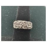 NIB .925 SOLID SILVER NUGGET RING - SIZE 6