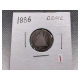 1886 SEATED LIBERTY DIME