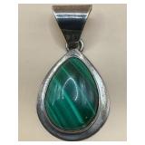 VINTAGE STYLE .925 STERLING SILVER MALACHITE