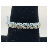 NIB .925 STERLING SILVER ENAMELED DAISY BAND RING-