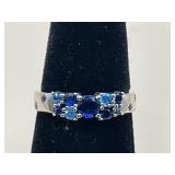 NIB LAB CREATED BLUE SAPPHIRE .925 STERLING SILVER