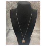 VINTAGE TURTLE AGATE .925 SOLID SILVER PENDANT W/