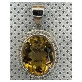 NEW 2.52 CT NATURAL CITRINE MOISSANITE ACCENTS
