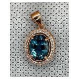 NEW 2.2 CT NATURAL LONDON BLUE TOPAZ W/ MOISSANITE