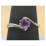 NIB .925 SOLID SILVER SOLITAIRE WITH 5 MM NATURAL