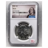 1958 FRANKLIN HALF DOLLAR NGC MS64