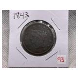 1843 LARGE CENT