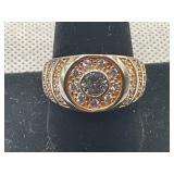 NIB MENS .925 SOLID SILVER ITALIAN MOISSANITE RING