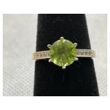 NIB 1.40 CT NATURAL PERIDOT W/ MOISSANITE ACCENTS
