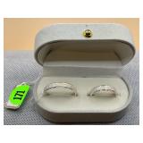 NIB MOISSANITE PAVED 10KT WHITE GOLD PLATED .925