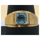 VINTAGE SOLID 10KT YELLOW GOLD MENS SOLITAIRE W/