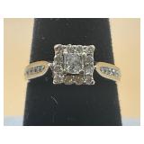 NIB 14KT WHITE GOLD HALO BRIDAL/ ENGAGEMENT RING