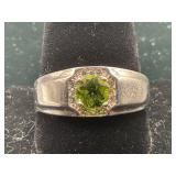 NIB 1.1 CT NATURAL PERIDOT MENS SOLITAIRE .925