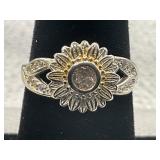 NIB .925 SOLID SILVER ITALIAN SUNFLOWER RING W/