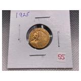 1925 2 1/2 DOLLAR INDIAN HEAD GOLD COIN