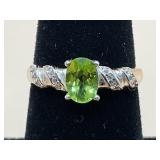 NIB 1.1 CT NATURAL PERIDOT W/ MOISSANITE ACCENTS