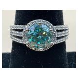 NIB 2.6 CT BLUE MOISSANITE .925 STERLING SILVER