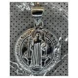 NIB .925 STERLING SILVER ST BENEDICT MEDALLION -