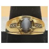 NIB 14KT GOLD MENS RING W/ NATURAL THAI CATS EYE