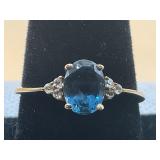 18 CT LONDON BLUE TOPAZ W/ MOISSANITE SOLITAIRE