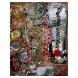 LARGE FLAT OF COSTUME JEWELRY
