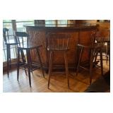 Antique Carved Bar & Five Chairs