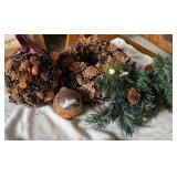 Kissing Ball and Pine Cone Wreath Set