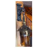 Brass and Amber Glass Lantern Sconce,