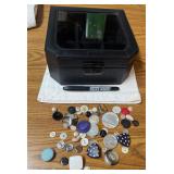 Black Jewelry Box with Buttons