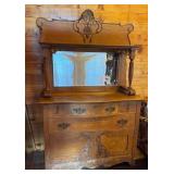Carved Oak Buffet with Mirror