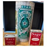 Vintage Star Olive Oil Tin and Schilling Spice...