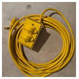 Yellow Extension Cord with Dual Outlet Box