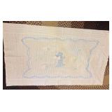 Chenille Coverlet with Blue Embroidery
