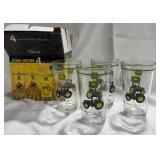 4 John Deere 16oz Conical Glass Tumblers