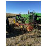 John Deere Model M Tractor with Hay Rake