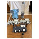 Decor Train Hooks, piggy Bank & Light