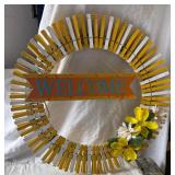 Clothespin Wreath with Welcome Sign