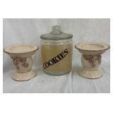 Glass Cookie Jar &. Candle Pillars