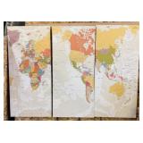 Three-Panel World Map Prints