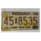 1980 Indiana License Plate