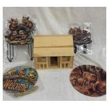 Cabin Model & Wildlife Decor