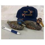 Hand-Painted Wooden Duck & Hat