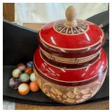 Wooden Jar & Marbles