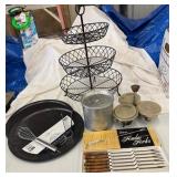 Kitchenware Lot with Basket,