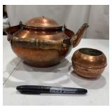 Copper Teapot & Bowl