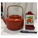 Enamel Teapot & Match Holder