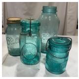 Aqua Glass Mason Jars
