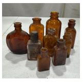 Amber Vintage Glass Bottles